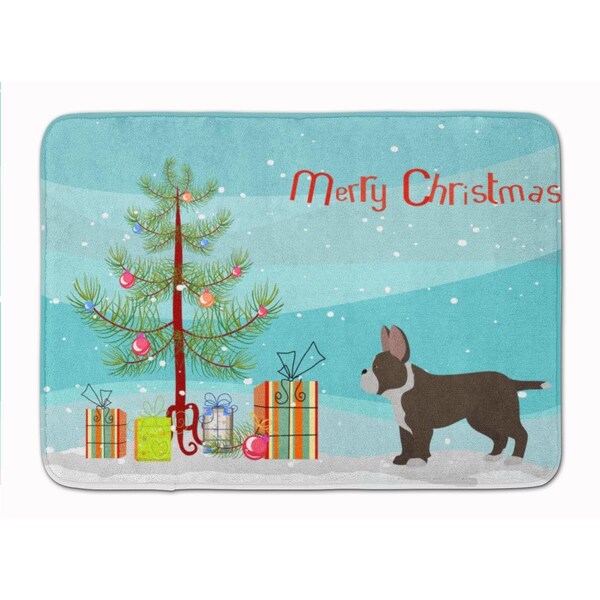 Carolines Treasures Black French Bulldog Pit Bull Mix Christmas Tree Machine Washable Memory Foam Mat CK3829RUG - main